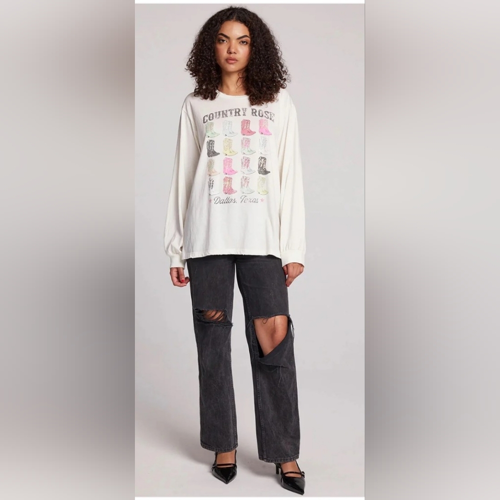 NWT Chaser Cowboy Boots Long Sleeved Top